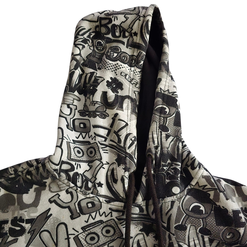 Super Massive Pull Over Hoodie Comic-Style Graffiti Print/Street Art Mens Medium - Picture 5 of 9